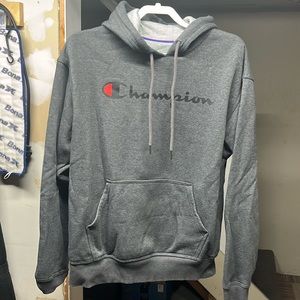 Champion Power Blend Fleece Hoodie,  Men’s M, Dark Grey, Barley Worn